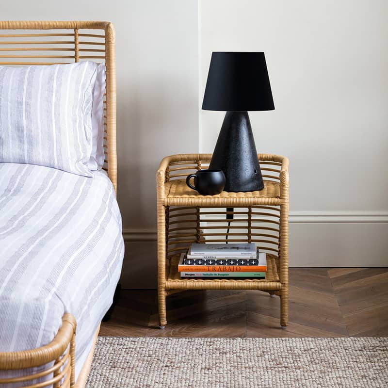 Natural Wood & Rattan Bedside Cabinet - Elegant & Stylish Nightstand for Bedroom Decor tzm-540