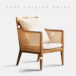 Modern Multi-Tone Rattan & Ash Wood Chair with Cotton-Ramie Upholstery tzm-541