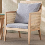 Modern Multi-Tone Rattan & Ash Wood Chair with Cotton-Ramie Upholstery tzm-541