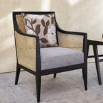 Modern Multi-Tone Rattan & Ash Wood Chair with Cotton-Ramie Upholstery tzm-541