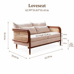 Modern Minimalist Solid Wood & Rattan Fabric Sofa Set, Beige Scandinavian Living Room Couch, 2-Seater/3-Seater tzm-543