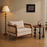 Modern Minimalist Solid Wood & Rattan Fabric Sofa Set, Beige Scandinavian Living Room Couch, 2-Seater/3-Seater tzm-543