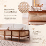 Modern Minimalist Solid Wood & Rattan Fabric Sofa Set, Beige Scandinavian Living Room Couch, 2-Seater/3-Seater tzm-543