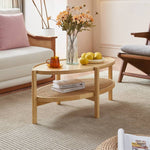 Black Rattan Tea Table with Natural Ash Wood Finish tzm-545