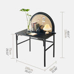 Stunning Black Rattan Makeup Table with Natural Ash Wood Finish and Multi-Layer Board tzm-550