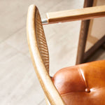 Modern Rattan & Ash Wood Chair with PU Leather and Stainless Steel Accents - Green & Orange Design tzm-551