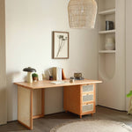 Sleek Rattan Chair in Natural Ash Wood Finish - Perfect for Stylish Interiors tzm-552