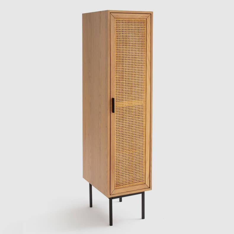 Stylish Natural Wood Cabinet with Rattan Accents and Ash Wood Detailing tzm-553