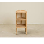 Stylish Bedside Cupboard with Natural Wood, Black and Green Rattan Accents - Oak Wood Finish tzm-554