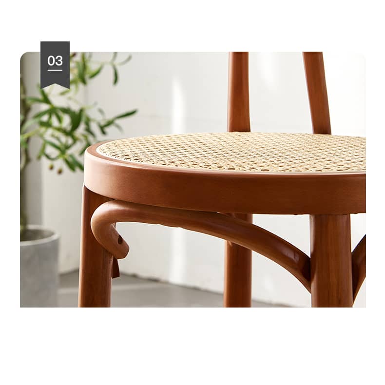 Elegant Light Brown Rattan Wooden Chair - Natural Wood Accent Seating tzm-555