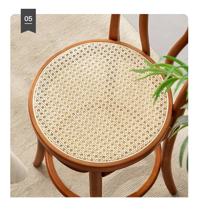 Elegant Light Brown Rattan Wooden Chair - Natural Wood Accent Seating tzm-555