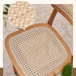 Stylish Light Brown Ash Wood Chair with Natural Rattan Detailing tzm-556