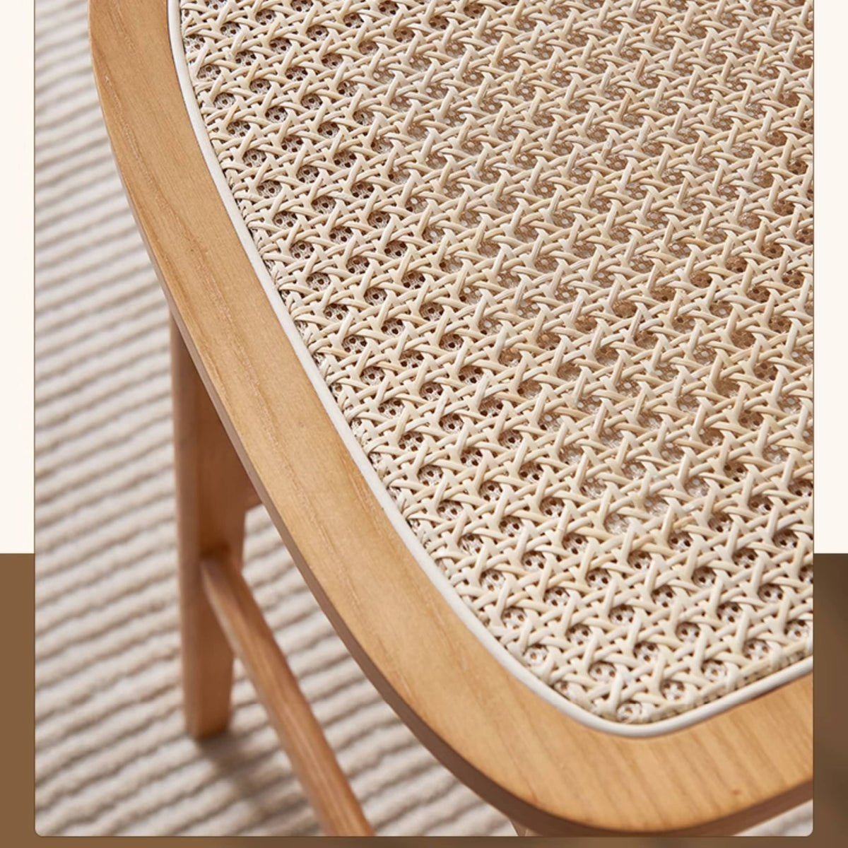 Stylish Light Brown Ash Wood Chair with Natural Rattan Detailing tzm-556