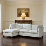 96.5'Sectional Couch for Living room, Upholstered Soft Chenille Fabric Sofa, 3-Seater with One Ottoman L Shape Sofa Beige-W1097S00279 - 场景图