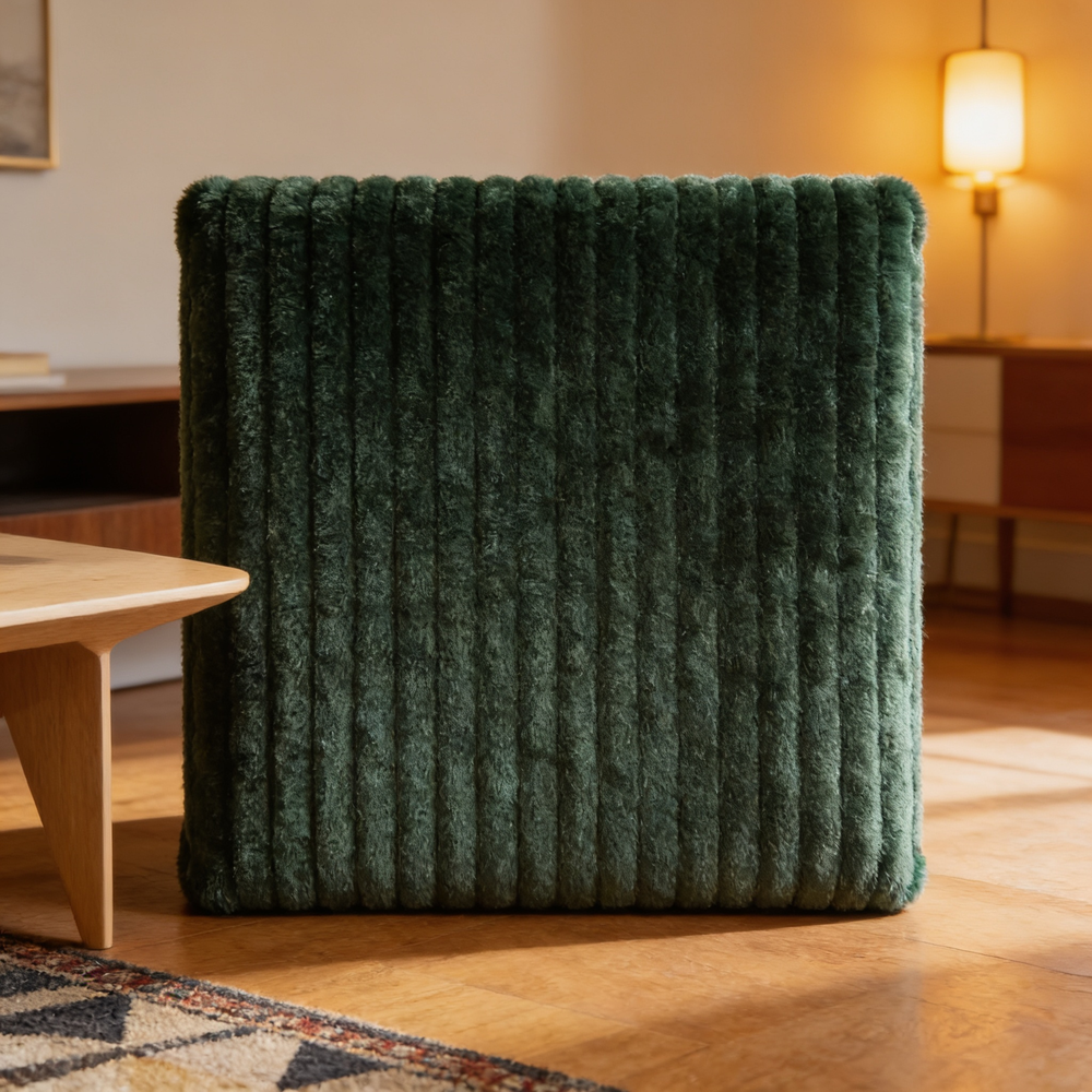 101' L-Shaped Modular Compression Sofa, 3-Seater Comfortable Cloud Sofa, Corduroy Fabric, with Movable Footrest, Free DIY Combination, Suitable for Living Room, Bedroom, Apartment (Green)-W1170S00055 - 细节图