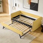 Daybed with Twin Size Pop-up Trundle Upholstered Tufted Sofa Bed, Twin Size, Boucle Fabric (83'x43'x29.5')-W1413S00174 - 场景图