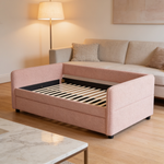 Full Size Daybed with Twin Size Pop-up Trundle Upholstered Tufted Sofa Bed, Full Size, Boucle Fabric (83'x58.5'x29.5')-W1413S00175 - 场景图