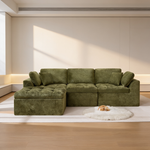 110' Cloud Sectional Couch for Living Room, Upholstered L-Shape Modular Sofa with Movable Ottoman, 3-Seater Deep-Seat Foam Couch, Comfortable Convertible Sectional for Home & Apartment-W1521S00088 - 场景图