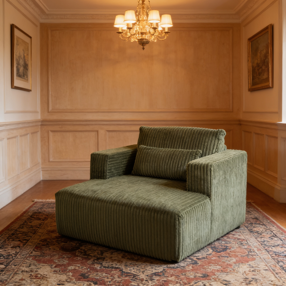 Sofa Bed 62.6' x 48.23', 1-2 Seater Compressed Couch with 2 Lumbar Pillows, Soft Skin-Friendly Corduroy Fabric, Modern Convertible Sleeper for Living Room, Bedroom & Apartment, Ships in 1 Box, Green-W3326P345960 - 场景图