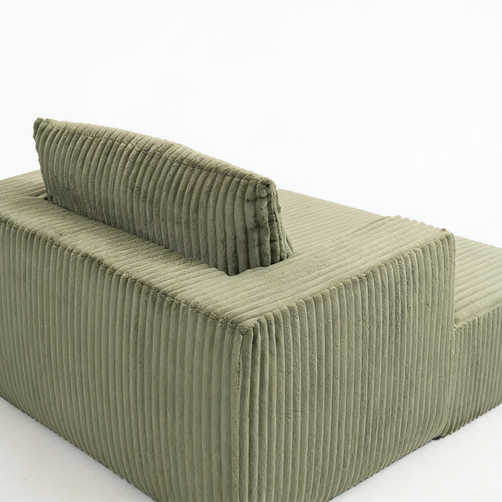 Sofa Bed 62.6' x 48.23', 1-2 Seater Compressed Couch with 2 Lumbar Pillows, Soft Skin-Friendly Corduroy Fabric, Modern Convertible Sleeper for Living Room, Bedroom & Apartment, Ships in 1 Box, Green-W3326P345960 - 细节图
