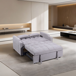 1 multifunctional foldable sofa bed with 3 different lengths, modern sofa, upgraded suede fabric, adjustable backrest, gray color with USB port and rotating telephone stand-W3739P434532 - 场景图