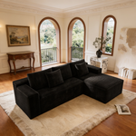 104.3*68.9'Modular sectional sofa seat,Upholstered compressed couch for living room,Bedroom,Apartment,No assembly required,2PC free combination,Plush corduroy fabric,BLACK-W3819P448418 - 场景图