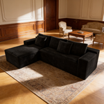 104.3*68.9'Modular sectional sofa seat,Upholstered compressed couch for living room,Bedroom,Apartment,No assembly required,2PC free combination,Plush corduroy fabric,BLACK-W3819P448419 - 场景图