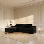 104.3*68.9'Modular sectional sofa seat,Upholstered compressed couch for living room,Bedroom,Apartment,No assembly required,2PC free combination,Plush corduroy fabric,BLACK-W3819P448419 - 场景图
