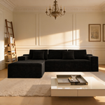 104.3*68.9'Modular sectional sofa seat,Upholstered compressed couch for living room,Bedroom,Apartment,No assembly required,2PC free combination,Plush corduroy fabric,BLACK-W3819P448419 - 场景图
