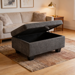 Single sofa recliner with manually adjustable backrest, USB charging port on the armrest side, phone stand included, hidden armrest storage, and a matching storage ottoman-Gray-W487P423648 - 场景图