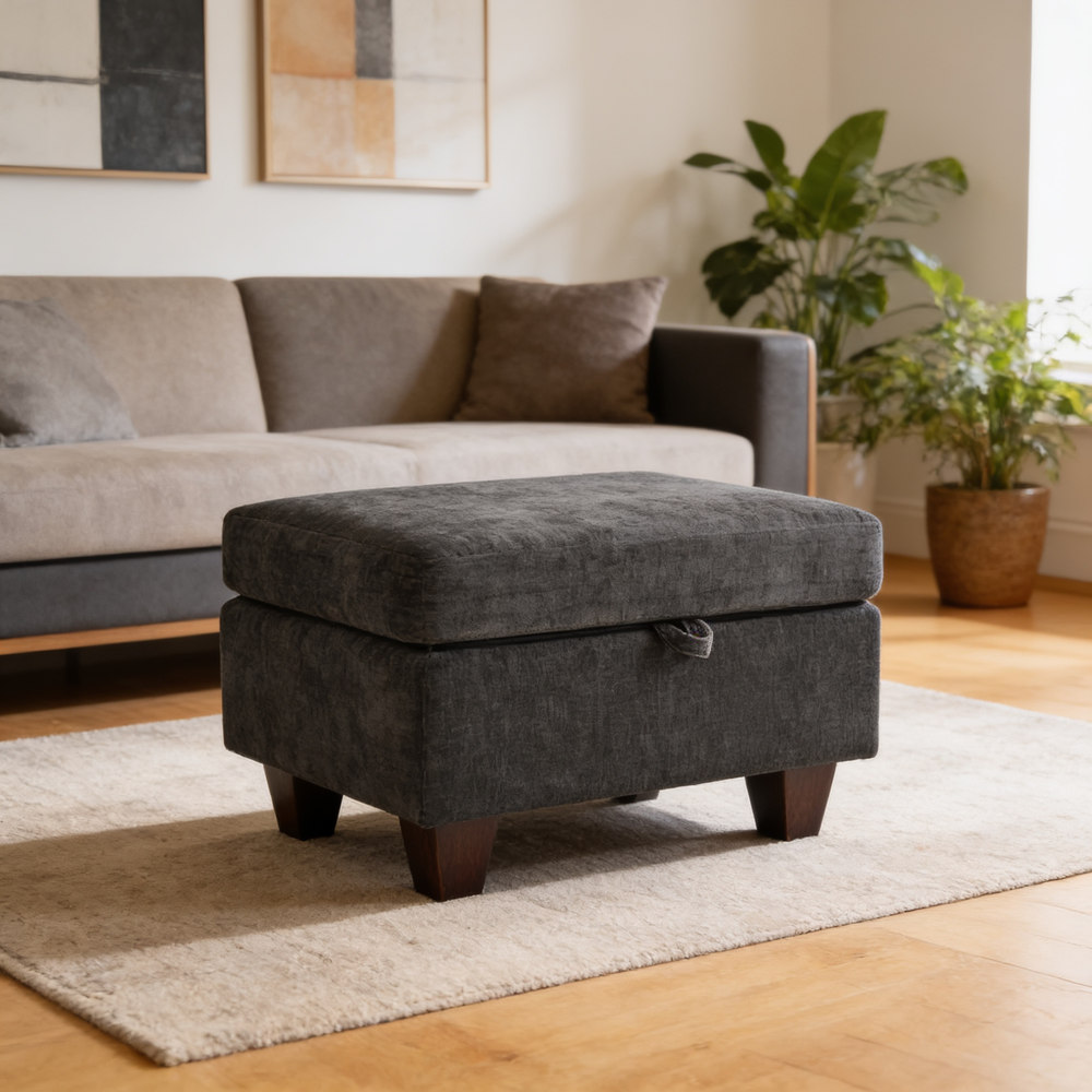 Single sofa recliner with manually adjustable backrest, USB charging port on the armrest side, phone stand included, hidden armrest storage, and a matching storage ottoman-Black-W487P423649 - 场景图