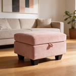 Single sofa recliner with manually adjustable backrest, USB charging port on the armrest side, phone stand included, hidden armrest??W487P423652 storage, and a matching storage ottoman-Pink - 场景图