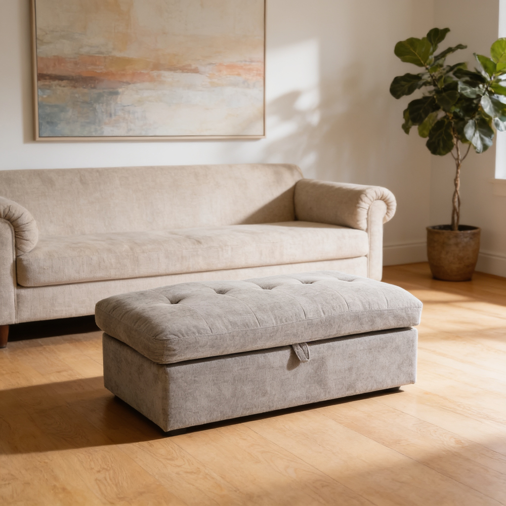 Leisure sofa chair,Double sofa recliner, with manually adjustable backrest, soft padded armrests, side USB charging port and phone stand, comes with a matching storage ottoman-Brown-W487S00518 - 场景图