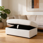 Leisure sofa chair,Double sofa recliner, with manually adjustable backrest, soft padded armrests, side USB charging port and phone stand, comes with a matching storage ottoman-Beige-W487S00520 - 场景图