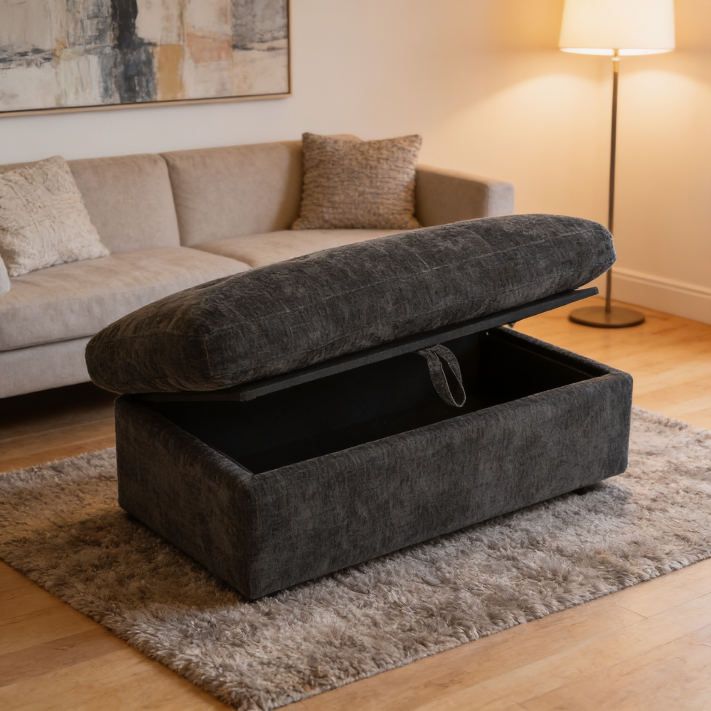 Leisure sofa chair,Double sofa recliner, with manually adjustable backrest, soft padded armrests, side USB charging port and phone stand, comes with a matching storage ottoman-Black-W487S00521 - 场景图
