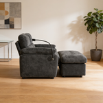 Leisure sofa chair,Double sofa recliner, with manually adjustable backrest, soft padded armrests, side USB charging port and phone stand, comes with a matching storage ottoman-Black-W487S00521 - 场景图