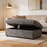Leisure sofa chair,Double sofa recliner, with manually adjustable backrest, soft padded armrests, side USB charging port and phone stand, comes with a matching storage ottoman-Gray-W487S00522 - 场景图