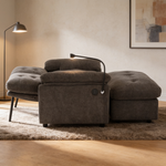 Leisure sofa chair,Double sofa recliner, with manually adjustable backrest, soft padded armrests, side USB charging port and phone stand, comes with a matching storage ottoman-Gray-W487S00522 - 场景图