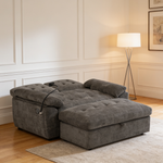 Leisure sofa chair,Double sofa recliner, with manually adjustable backrest, soft padded armrests, side USB charging port and phone stand, comes with a matching storage ottoman-Gray-W487S00522 - 场景图