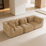 Modern Modular Sectional Sofa for Living Room, Corduroy Fabric, Oversized 3-Seaterwith Deep Seat , Pearl-like piping, Tufted Design, No Assembly, Anti-slip Design, Camel-W714S01783 - 场景图