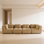 Modern Modular Sectional Sofa for Living Room, Corduroy Fabric, Oversized 4-Seaterwith Deep Seat , Pearl-like piping, Tufted Design, No Assembly, Anti-slip Design, Camel-W714S01786 - 场景图