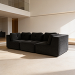 Modern Modular Sectional Sofa for Living Room, Corduroy Fabric, Oversized 3-Seaterwith Deep Seat , Pearl-like piping, Tufted Design, No Assembly, Anti-slip Design, Black-W714S01789 - 场景图