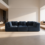 Modern Modular Sectional Sofa for Living Room, Corduroy Fabric, Oversized 3-Seaterwith Deep Seat , Pearl-like piping, Tufted Design, No Assembly, Anti-slip Design, Blue-W714S01801 - 场景图