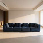Modern Modular Sectional Sofa for Living Room, Corduroy Fabric, Oversized 4-Seaterwith Deep Seat , Pearl-like piping, Tufted Design, No Assembly, Anti-slip Design, Blue-W714S01804 - 场景图