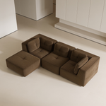 Modern Modular Sectional Sofa for Living Room, Corduroy Fabric, Oversized 3-Seaterwith Deep Seat , Pearl-like piping, Tufted Design, No Assembly, Anti-slip Design, Brown-W714S01807 - 场景图