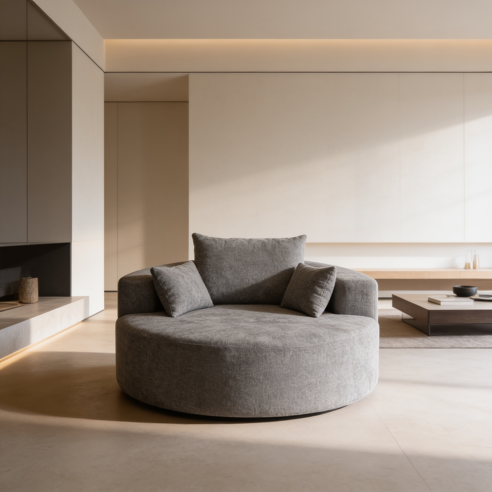 55'L Chenille Sponge single sofa,No Assembly Required,Fluffy Modern Sleeper Chair for Living room, Bedroom, Lounge and Projection Room(Not a swivel chair.)-W834P431181 - 场景图