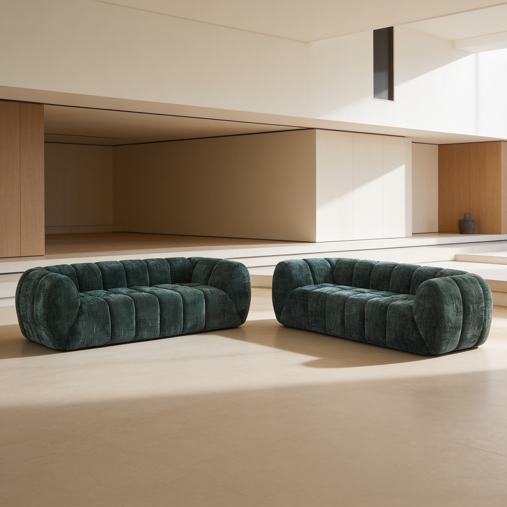 Chenille Pure Foam Sofa, Modern Quilted Cloud Sofa, Deep-Seat Chenille Pure Foam Sofa, Comfortable Modern Sofa, Suitable for Living Rooms, Bedrooms, and Apartments-W834S00636 - 场景图