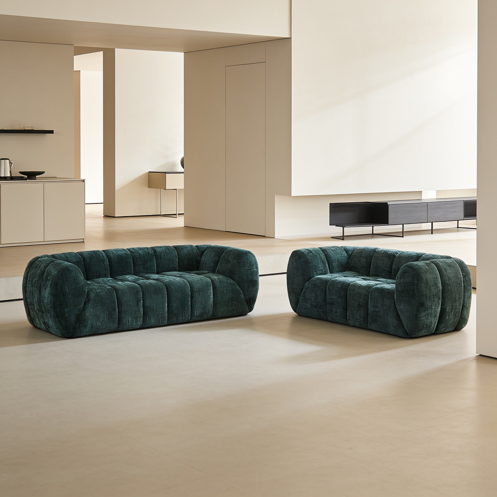 Chenille Pure Foam Sofa, Modern Quilted Cloud Sofa, Deep-Seat Chenille Pure Foam Sofa, Comfortable Modern Sofa, Suitable for Living Rooms, Bedrooms, and Apartments-W834S00639 - 场景图