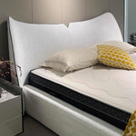 Italian Minimalist Mermaid Tail Upholstered Bed, White Pine Frame with Chenille Fabric, King Size for Master Bedroom xrmz-0226-66