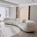 Italian Minimalist Curved Sectional Sofa, Modern Fabric Asymmetrical Corner Couch xzms-0207-43